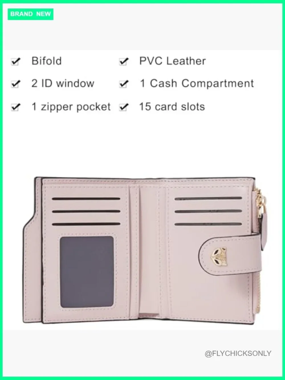 RFID Blocking Bifold Zipper Wallet Credit Card Holder with ID Window